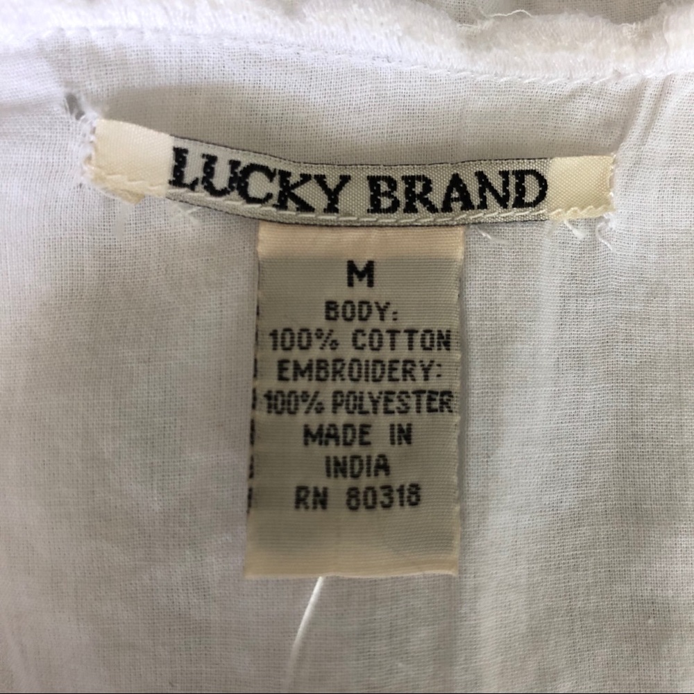 Lucky Brand White Cotton Top w Openwork Embroidery - Picture 15 of 16
